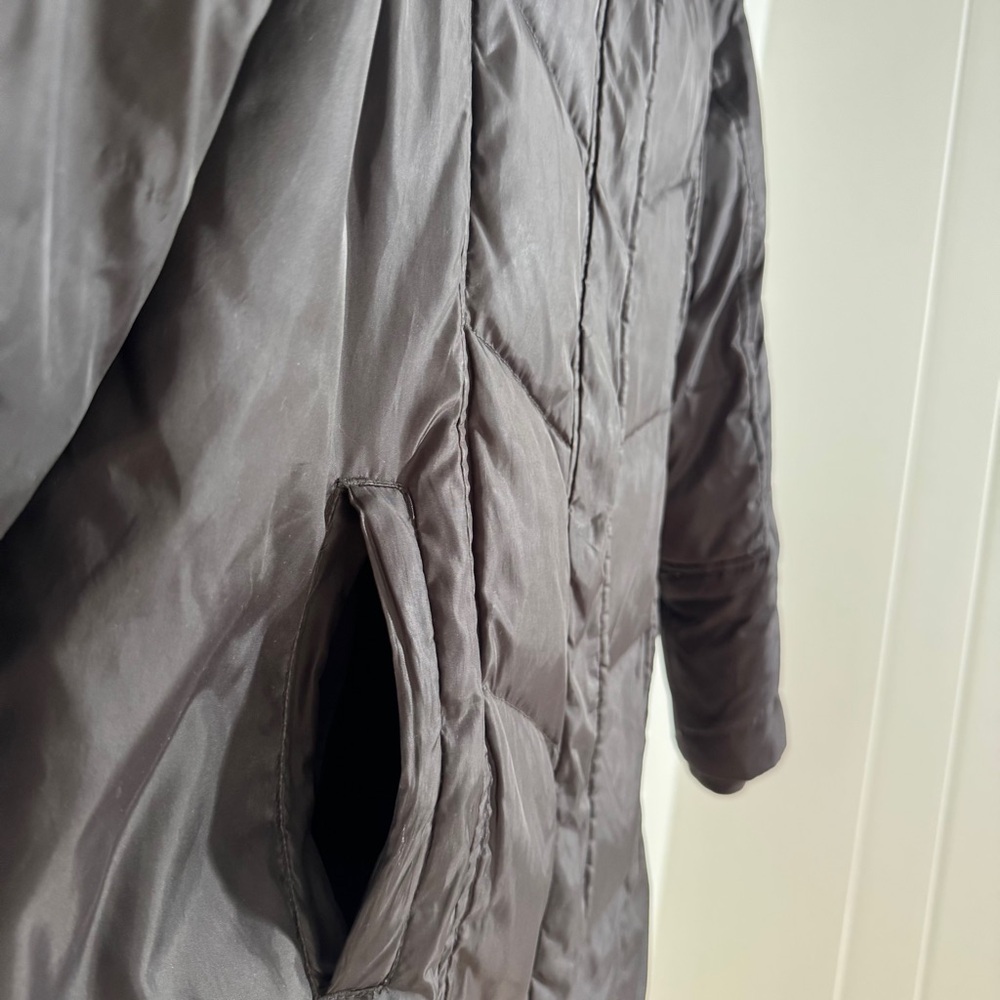 Michael Kors Down Puffer Coat Black Hooded Long Parka Size PL Warm Winter Jacket - Picture 7 of 15